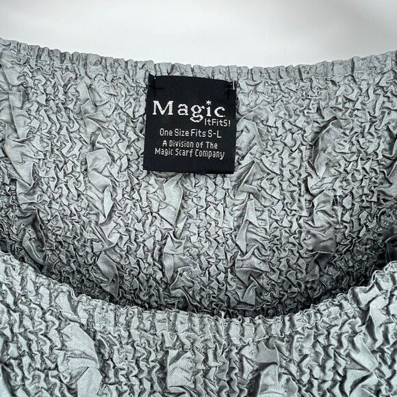 Vtg Y2K Magic Crush Textured Top OS Crinkle Blouse Stretch Fit Retro Maximalist - Picture 3 of 9
